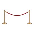 Montour Line Stanchion Post and Rope Kit Sat.Brass, 2 Crown Top 1 Red Rope C-Kit-2-SB-CN-1-ER-RD-PB